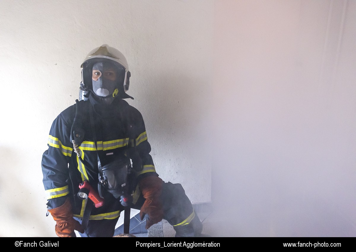 Exercices d'extinction du feu avec les pompiers de Ploemeur