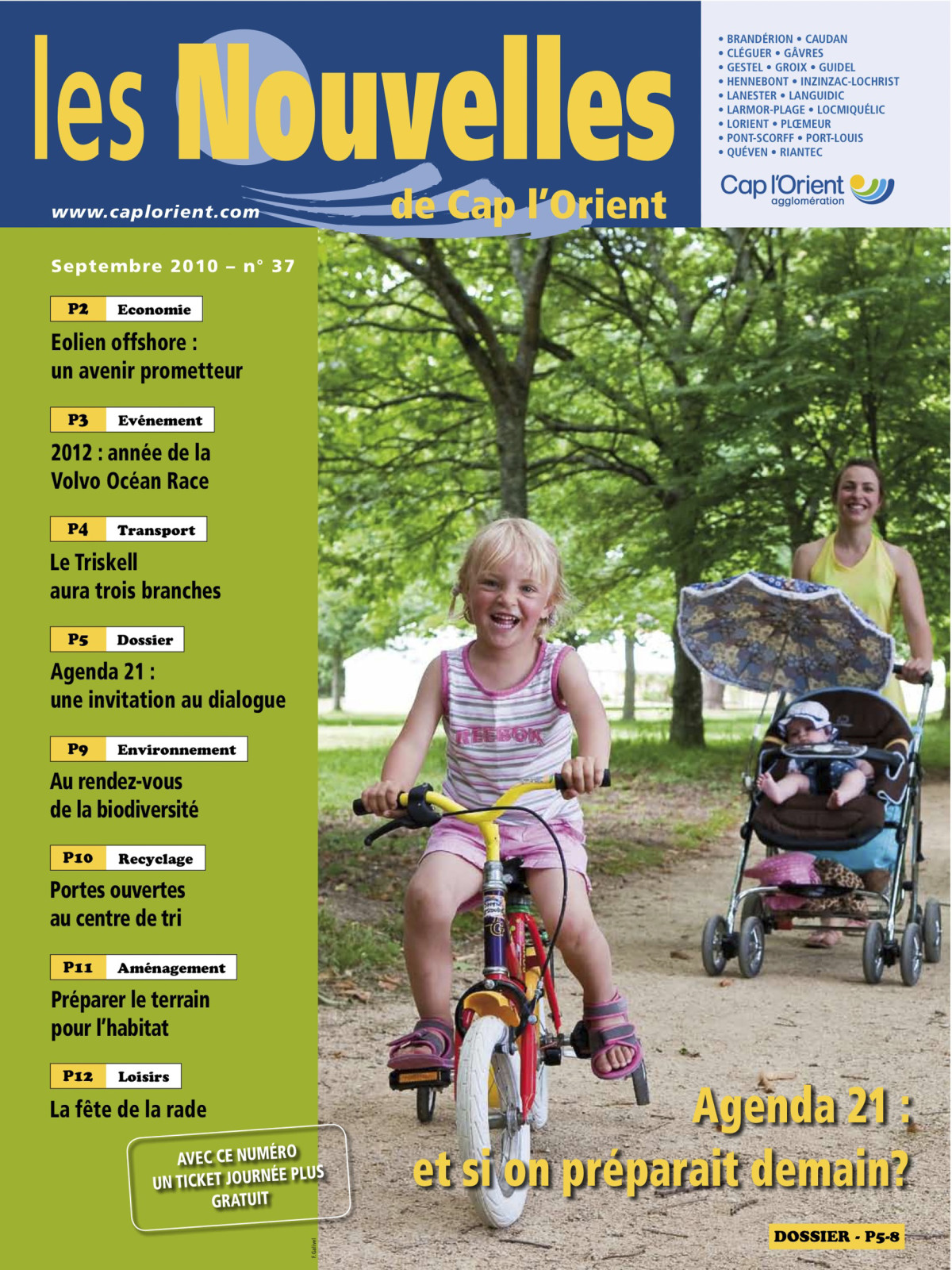 Couverture du magazine Les Nouvelle de Cap Lorient _septembre 2010_ photo:Fanch Galivel